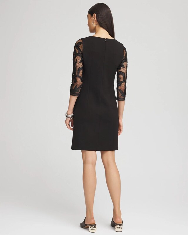 Mesh Floral Ponte Sheath Dress - image 3